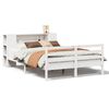 vidaXL S&auml;ng med bokhylla utan madrass vit 150x200cm massiv furu