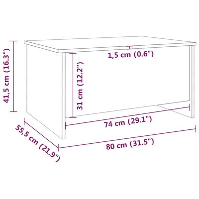 vidaXL Soffbord rökfärgad ek 80x55,5x41,5 cm konstruerat trä