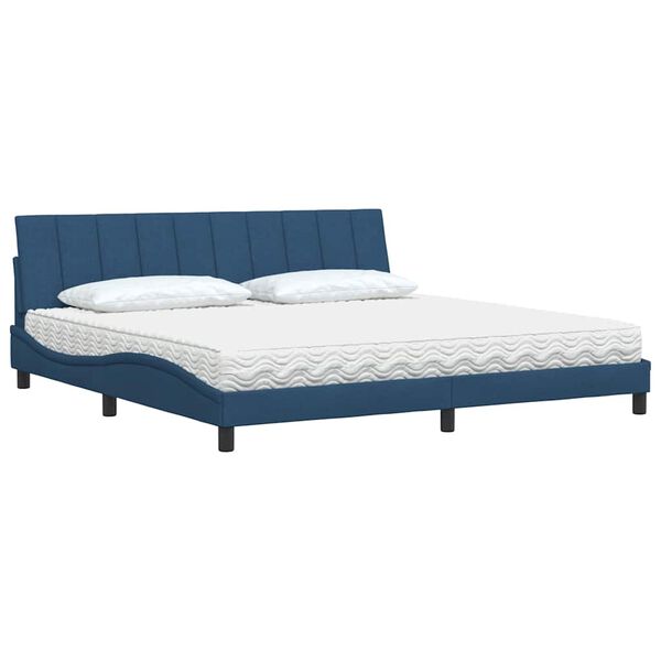 vidaXL Bed with Mattress "Hanko" Blue 200x200 cm Fabric