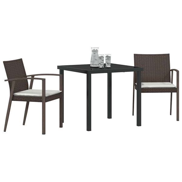 vidaXL Tr&auml;dg&aring;rdsm&ouml;belset 3 pcs Brun och svart PE Rattan