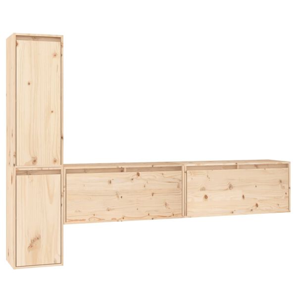 vidaXL TV-bänk 4 delar massiv furu