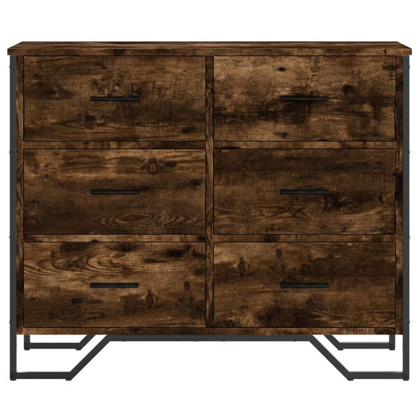 vidaXL Byrå rökfärgad ek 91x35,5x74,5 cm konstruerat trä