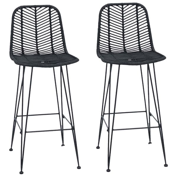 vidaXL Barstol 2 pcs Svart 44,5 x 53 x 111 cm Rattan och J&auml;rn