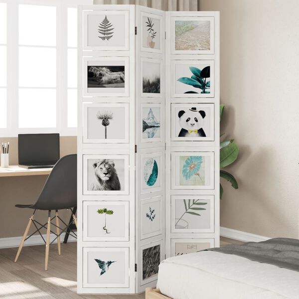 vidaXL Rumsavdelare 3 paneler vit massivt kejsarträ