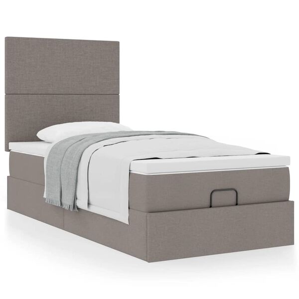 vidaXL Ottoman s&auml;ngram med madrass taupe 90x190 cm tyg