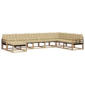 vidaXL Utomhussoffset med kudde 8 pcs Vit och Beige