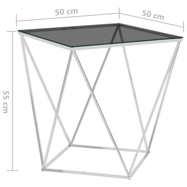 vidaXL Soffbord silver och svart 50x50x55 cm rostfritt st&aring;l