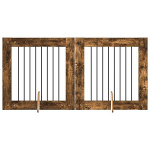 vidaXL Hundgrind med st&auml;llningar 2 pcs R&ouml;kt ek 80 x 80 cm
