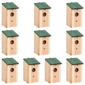 vidaXL F&aring;gelholkar 10 st massivt grantr&auml; 12x12x22 cm