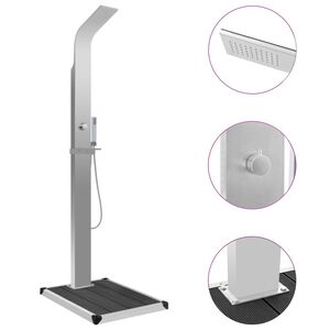 vidaXL Utedusch med golv WPC rostfritt st&aring;l