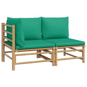 vidaXL Loungegrupp f&ouml;r tr&auml;dg&aring;rden 2 delar gr&ouml;na dynor bambu