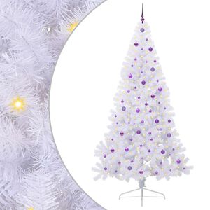 vidaXL Konstgjord julgran med 300 LED-lampor Vit 240 cm PVC och st&aring;l
