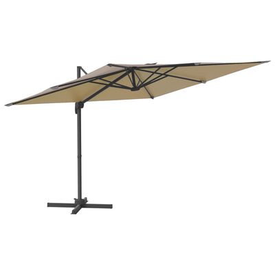 vidaXL Frihängande parasoll LED taupe 400x300 cm