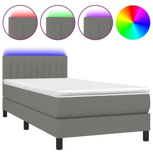 vidaXL Rams&auml;ng med madrass & LED m&ouml;rkgr&aring; 80x200 cm tyg