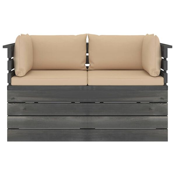 vidaXL Pallsoffa 2-sits med dynor massiv furu