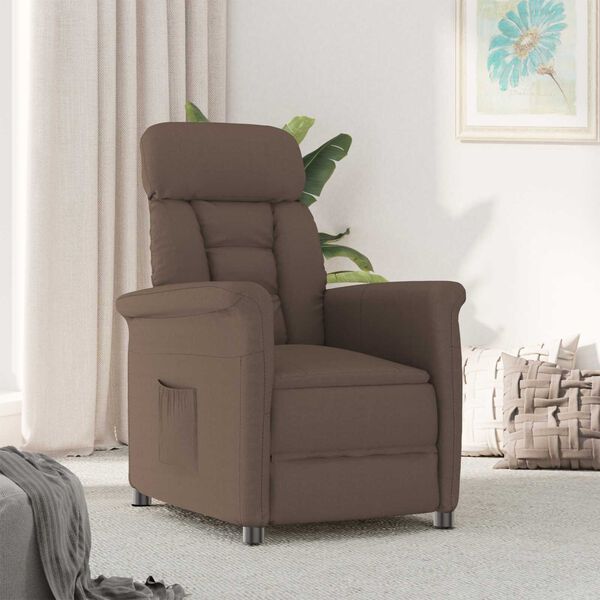 vidaXL Recliner Stolen Brun Mörkbrun 70.5 x 96.5 x 95 cm tyg