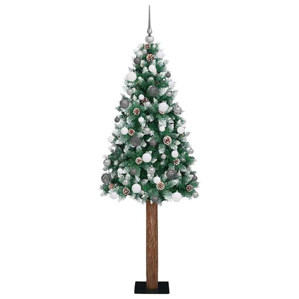 vidaXL Smal julgran med 300 LED-lampor Gr&ouml;n 180 cm PVC och solid furu