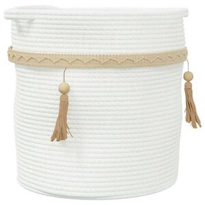 vidaXL F&ouml;rvaringskorg vit &Oslash;38x36 cm bomull
