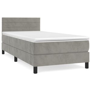 vidaXL Rams&auml;ng med madrass ljusgr&aring; 90x200 cm sammet