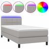 vidaXL Rams&auml;ng med madrass & LED ljusgr&aring; 90x200 cm tyg