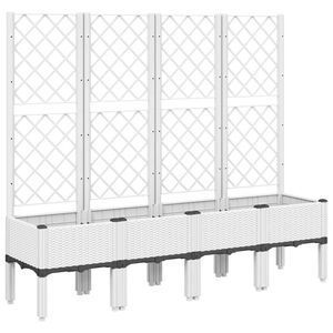 vidaXL Odlingsl&aring;da med spalj&eacute; vit 160x40x142 cm PP
