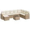 vidaXL Soffgrupp f&ouml;r tr&auml;dg&aring;rden med dynor 9 delar beige konstrotting
