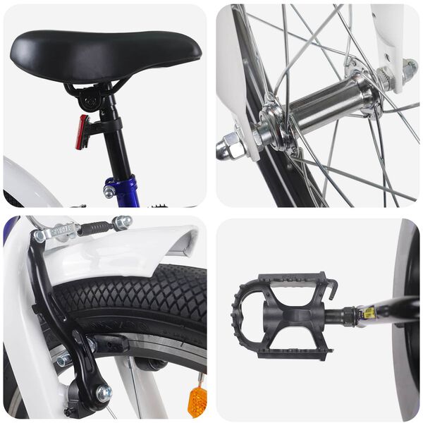 vidaXL Barncykel 20 Tum f&ouml;r 6-11 &aring;r gamla Bl&aring; vit