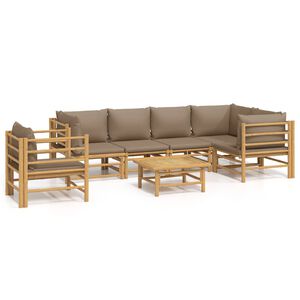 vidaXL Loungegrupp 7 delar taupe dynor bambu