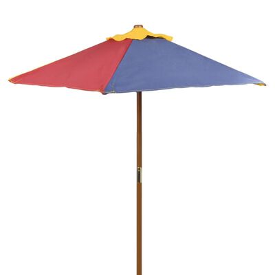 vidaXL Picknickbord med bänkar och parasoll för barn flerfärgad trä