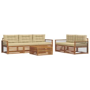 vidaXL Utomhussoffset med kudde 6 pcs Naturlig och Beige