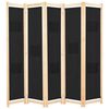 vidaXL Rumsavdelare 5 paneler 200x170x4 cm svart tyg