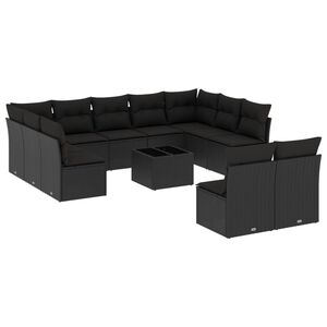 vidaXL Loungegrupp med dynor 12 delar svart konstrotting