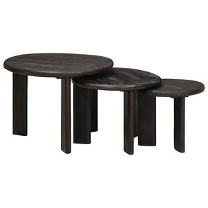 vidaXL Nesting Kaffe Bord 3 st Vit &Oslash; 54 x 40 cm Massivt mangotr&auml;