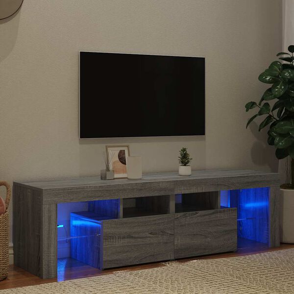 vidaXL Tv-b&auml;nk med LED-belysning gr&aring; sonoma 140x36,5x40 cm