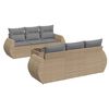 vidaXL Matgrupp f&ouml;r tr&auml;dg&aring;rden med dynor 7 delar beige konstrotting