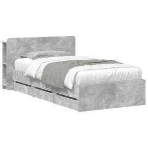 vidaXL S&auml;ngram med f&ouml;rvaring och huvudgavel Betonggr&aring; 75 x 190 cm