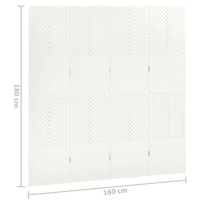 vidaXL Rumsavdelare 4 paneler 2 st vit 160x180 cm stål