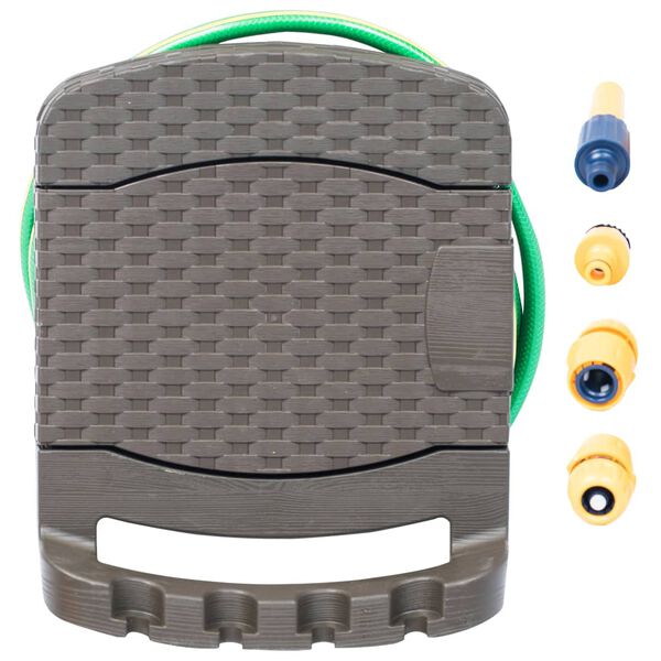 vidaXL Väggmonterad slangvinda med slang plast brun