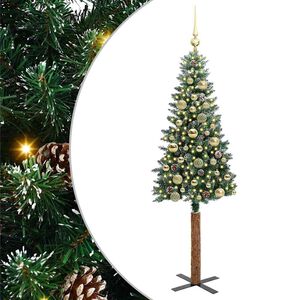 vidaXL Smal julgran med 150 LED-lampor Gr&ouml;n 150 cm PVC och solid furu