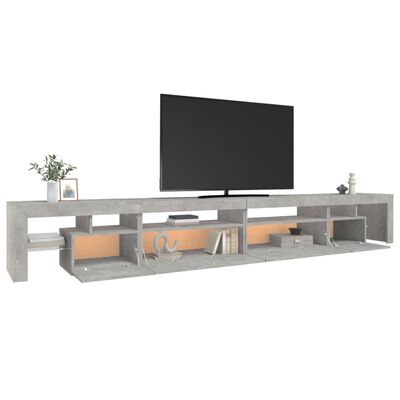 vidaXL Tv-bänk med LED-belysning betonggrå 290x36,5x40 cm