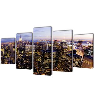 vidaXL Upps&auml;ttning v&auml;ggbonader p&aring; duk: New Yorks horisont 200 x 100 cm