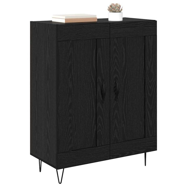 vidaXL Sideboard Svart Ek 69,5 x 34 x 90 cm Konstruerat tr&auml; och j&auml;rn