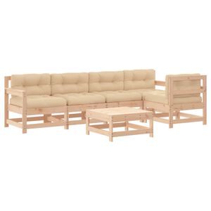 vidaXL Loungegrupp f&ouml;r tr&auml;dg&aring;rden med dynor 6 delar massivt tr&auml;