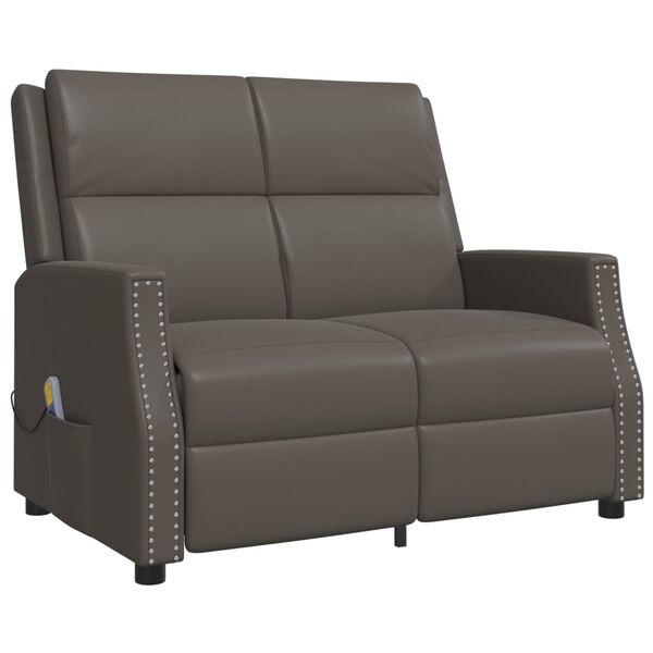 vidaXL Massagefåtölj 2-sits grå konstläder