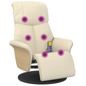 vidaXL Massagef&aring;t&ouml;lj med fotpall gr&auml;ddvit konstl&auml;der