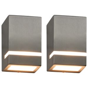 vidaXL Utomhusv&auml;gglampa 2 st 35 W silver rektangul&auml;r