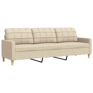 vidaXL 3-sitssoffa gr&auml;ddvit 210 cm tyg
