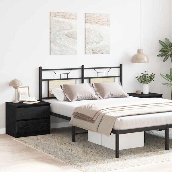 vidaXL Nattduksbord 2 pcs Svart Ek 50 x 40 x 43,5 cm Konstruerat tr&auml;