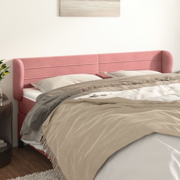 vidaXL S&auml;nggavel med kanter rosa 163x23x78/88 cm sammet