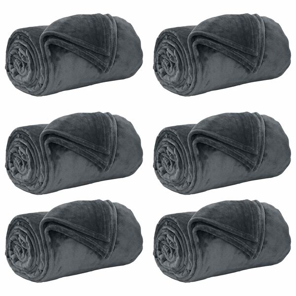 vidaXL Filtar 6 pcs M&ouml;rkgr&aring; 150 x 200 cm Fleece